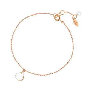 Armkettchen Heart, 18 K Rosegold vergoldet, Bergkristall-LEAF Fashion