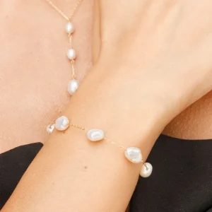 Armkette Barock Pearls, 14 Karat Weißgold-LEAF Sale