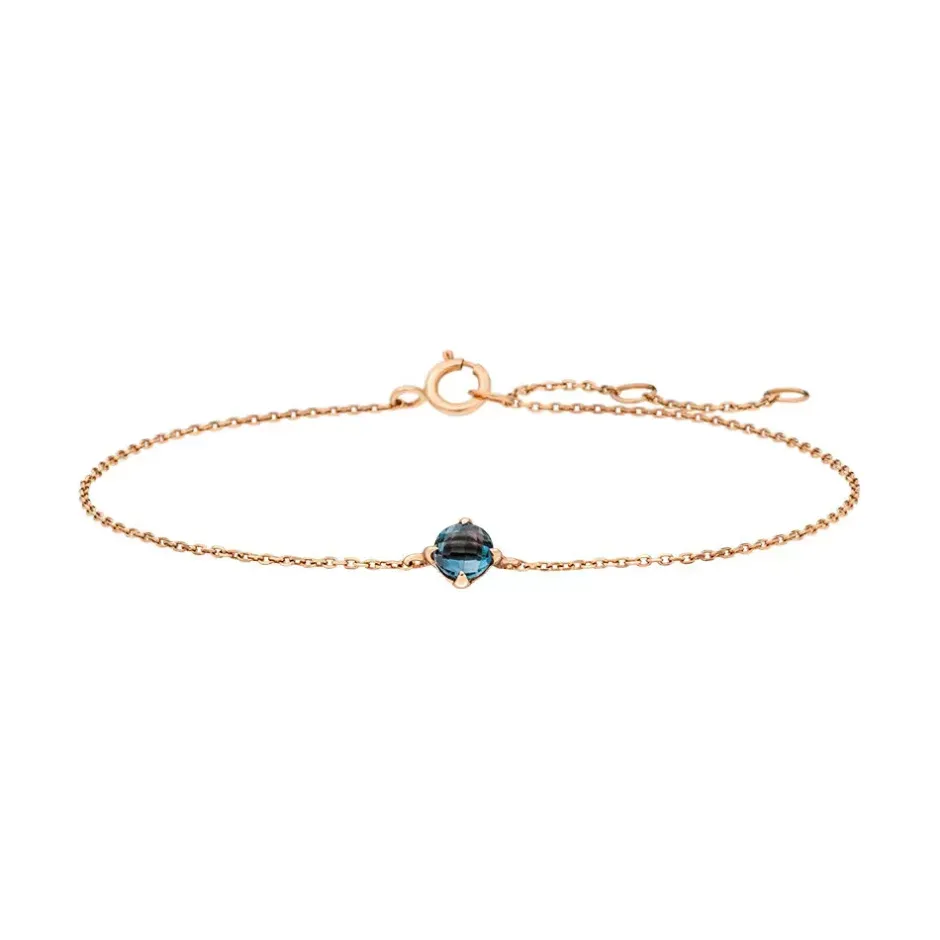 armkette_cabochon_blue_to_1.webp Armkette Cabochon, Blue Topaz, 14 Karat Rosegold-LEAF Online