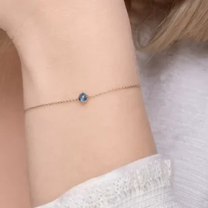 Armkette Cabochon, Blue Topaz, 14 Karat Rosegold-LEAF Online