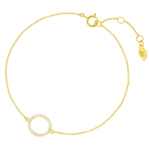 Armkette Circle mit Diamanten, 18 Karat Gelbgold-LEAF Fashion