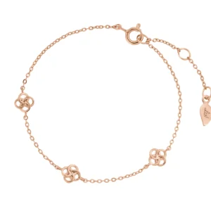 Armkette Clover Charm, 18 K Rosegold vergoldet-LEAF Sale