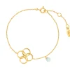 Armkette Clover Charm, Aqua Chalzedon, 18 K Gelbgold vergoldet-LEAF Best