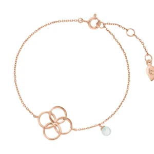 Armkette Clover Charm, Aqua Chalzedon, 18 K Rosegold vergoldet-LEAF Clearance