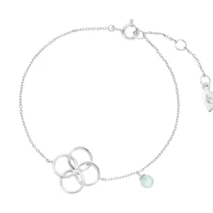 Armkette Clover Charm, Aqua Chalzedon, 925 Sterlingsilber-LEAF New