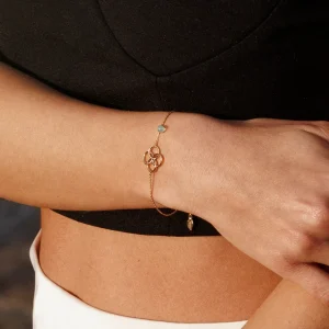 Armkette Clover Charm, Aqua Chalzedon, 925 Sterlingsilber-LEAF New