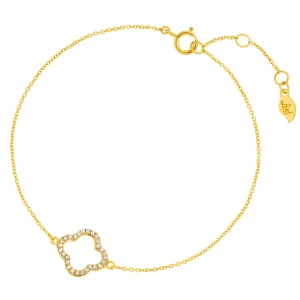 Armkette Clover mit Diamanten, 18 Karat Gelbgold-LEAF Discount