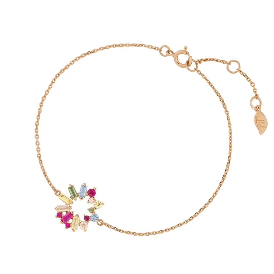 armkette_cube_flower_mult_0.webp Armkette CUBE FLOWER, Multi Colour Zirkonia, 18 K Rosegold vergoldet-LEAF Sale