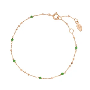 Armkette Flying Gems, Grüner Achat, 18 K Rosegold vergoldet-LEAF Online