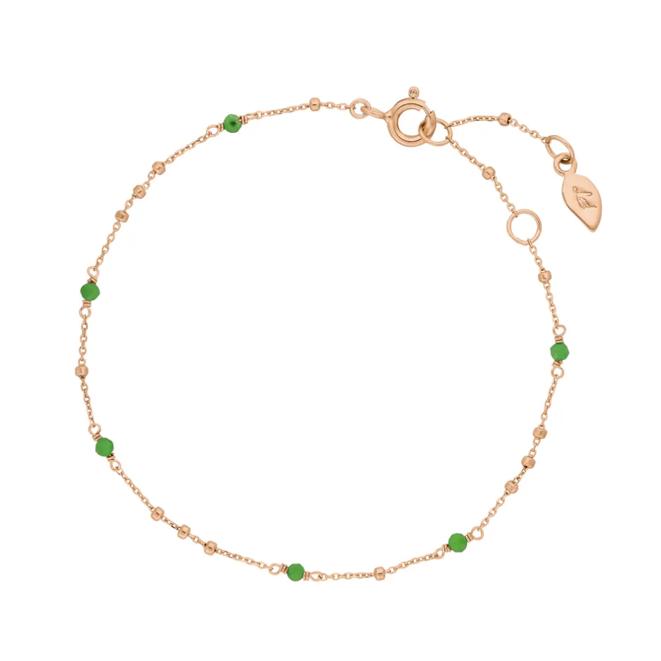 armkette_flying_gems_grne_0-2.webp Armkette Flying Gems, Grüner Achat, 18 K Rosegold vergoldet-LEAF Online