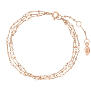 Armkette Flying Pearls, 3-reihig, 18 K Rosegold vergoldet-LEAF Discount