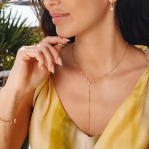 Armkette Flying Pearls, 3-reihig, 18 K Rosegold vergoldet-LEAF Discount