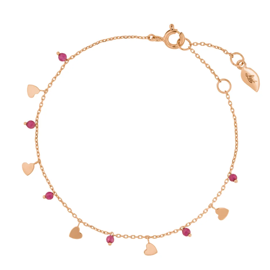 armkette_hearts_rubin__k__0-1.webp Armkette Hearts Rubin, 18 K Rosegold vergoldet-LEAF Best