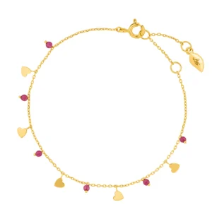 Armkette Hearts Rubin, 18 K Gelbgold vergoldet-LEAF Hot