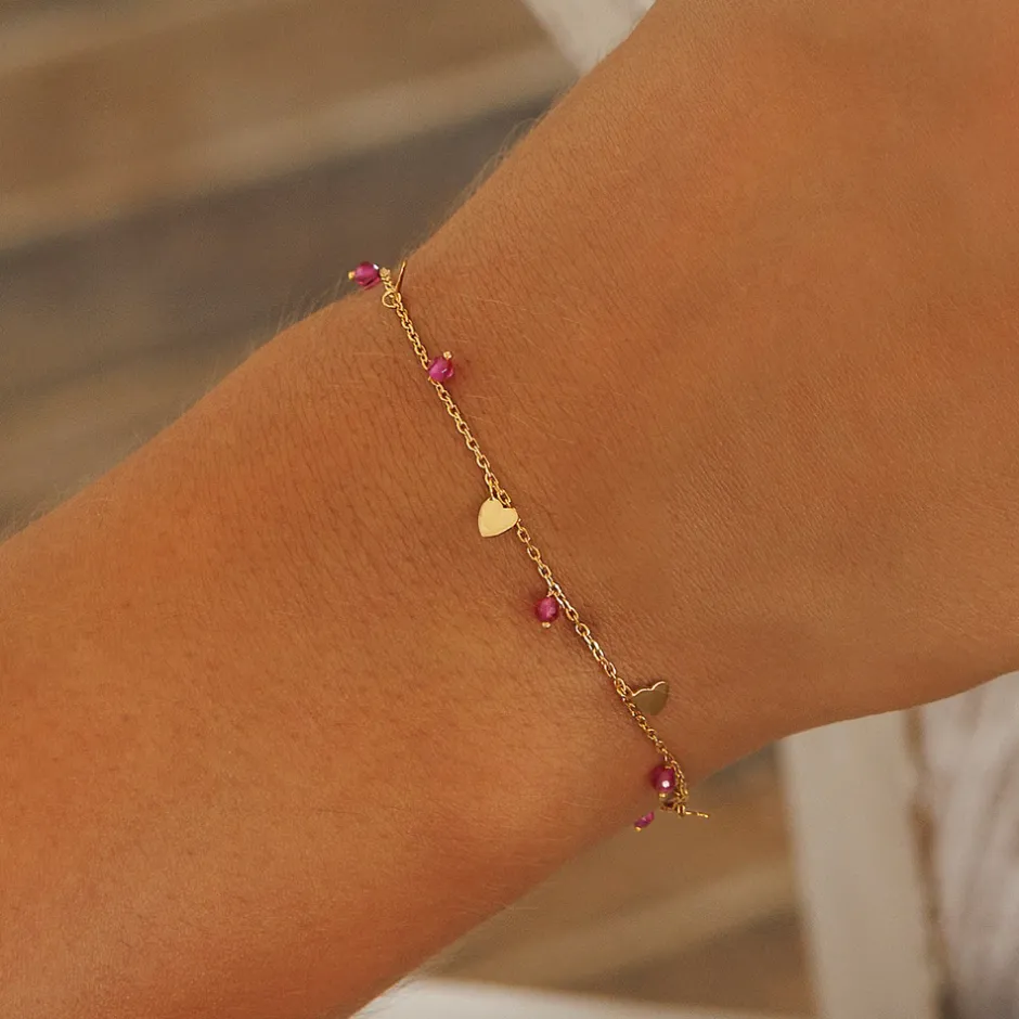 armkette_hearts_rubin__k__1-1.webp Armkette Hearts Rubin, 18 K Rosegold vergoldet-LEAF Best