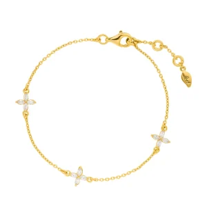 Armkette Flower Charms, 18 K Gelbgold vergoldet-LEAF Discount