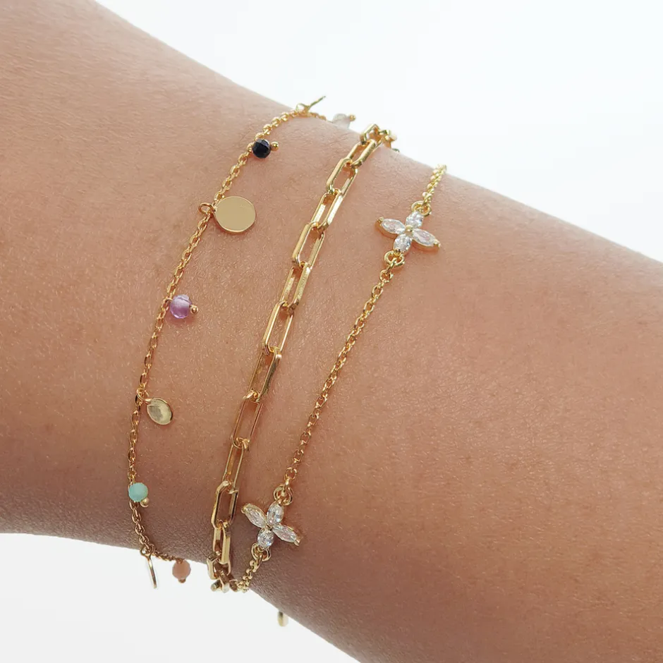 armkette_leaf_flower_char_1.webp Armkette Flower Charms, 18 K Gelbgold vergoldet-LEAF Discount
