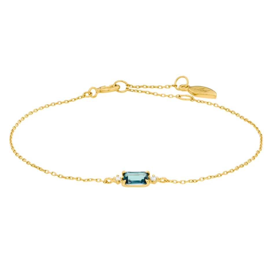 armkette_london_blue_topa_3.webp Armkette London Blue Topaz, 14 Karat Gelbgold-LEAF Discount