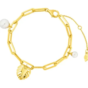 Armkette Monstera , 18 K Gelbgold vergoldet-LEAF Outlet