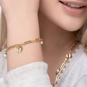 Armkette Monstera , 18 K Gelbgold vergoldet-LEAF Outlet