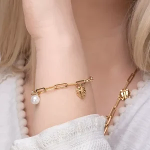 Armkette Monstera , 18 K Gelbgold vergoldet-LEAF Outlet