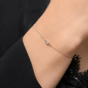 Armkette MY FIRST DIAMOND, 14 Karat Rosegold-LEAF Hot