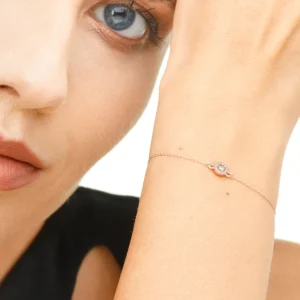 Armkette Pavé II mit Diamanten, 18 Karat Rosegold-LEAF New