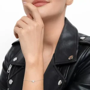 Armkette Pavé mit Diamanten, 18 Karat Weißgold-LEAF Fashion