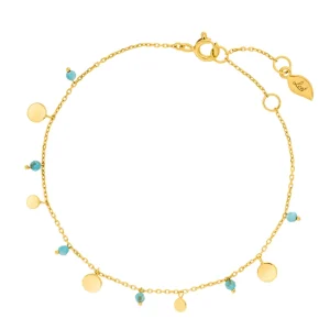 Armkette Platelet Türkis, 18 K Gelbgold vergoldet-LEAF Clearance
