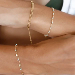 Armkette Platelet Türkis, 18 K Gelbgold vergoldet-LEAF Clearance