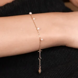 Armkette Rain Drop, 18 K Gelbgold vergoldet, Perle-LEAF Outlet