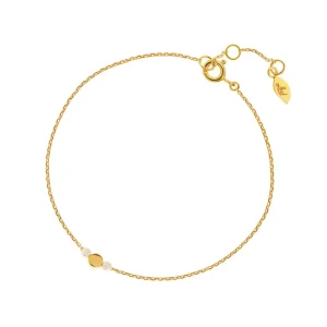 Armkette Round mit Perle, 18 K Gelbgold vergoldet-LEAF Best