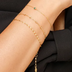Armkette Smaragd, 14 Karat Gelbgold-LEAF New