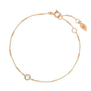 Armkette Solitär, Blauer Topaz, 18 K Rosegold vergoldet-LEAF New