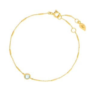 Armkette Solitär, Blauer Topaz, 18 K Gelbgold vergoldet-LEAF Clearance