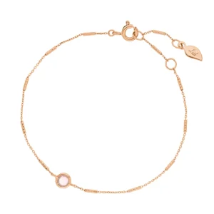 Armkette Solitär, Rosenquarz, 18 K Rosegold vergoldet-LEAF Discount