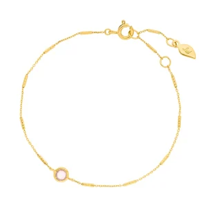 Armkette Solitär, Rosenquarz, 18 K Gelbgold vergoldet-LEAF Clearance