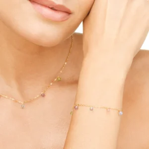Armkette SWEET GEMS, 14 Karat Gelbgold-LEAF Fashion