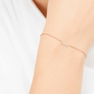 Armkette TINY LOVE mit Diamanten, 14 Karat Rosegold-LEAF Hot