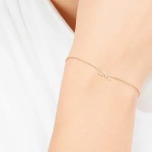 Armkette TINY LOVE mit Diamanten, 14 Karat Gelbgold-LEAF Best