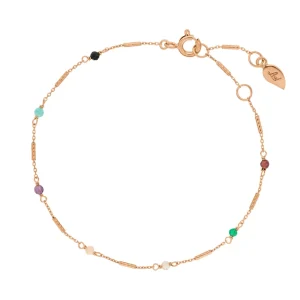 Armkette Tiny, Multi Gems, 18 K Rosegold vergoldet-LEAF New