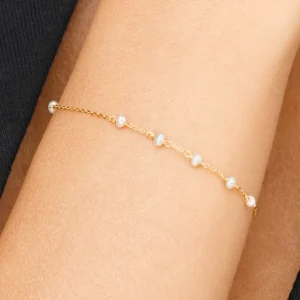 Armkette White Pearls, 14 Karat Gelbgold-LEAF Sale