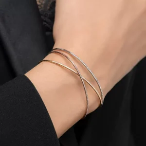 Armreif Circle mit Diamanten, 18 Karat Gelbgold-LEAF Discount