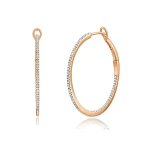 Creole Circle M mit Diamanten, 30mm, 18 Karat Rosegold-LEAF Clearance