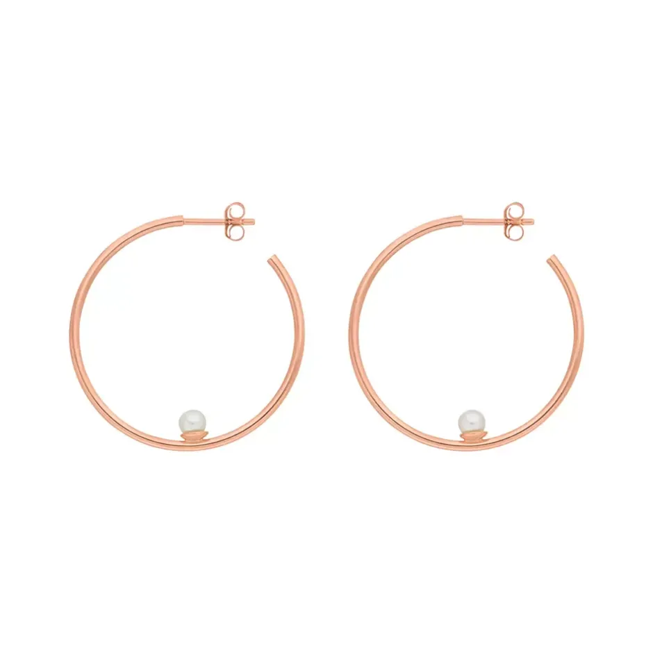 creole_circle_mit_perle___0-1.webp Creole Circle mit Perle, 35 cm, 18 K Rosegold vergoldet-LEAF Hot