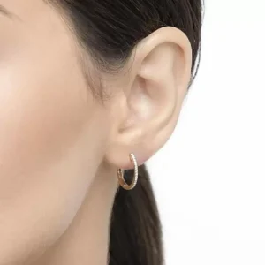 Creole Circle S mit Diamanten, 15mm, 18 Karat Gelbgold-LEAF Fashion