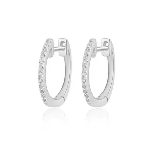 Creole Circle XS mit Diamanten, 12mm, 18 Karat Weißgold-LEAF New