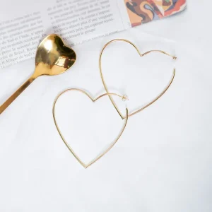 Creole Herz, 60mm, 18K Gelbgold vergoldet-LEAF Fashion