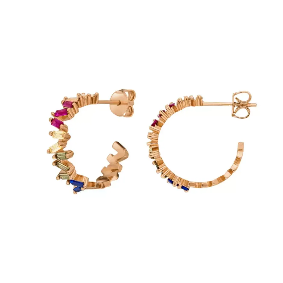 creole_ice_cube_multi_col_1.webp Creole ICE CUBE, Multi Colour Zirkonia, 18 K Rosegold vergoldet-LEAF Sale