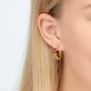 Creole ICE CUBE, Multi Colour Zirkonia, 18 K Rosegold vergoldet-LEAF Sale